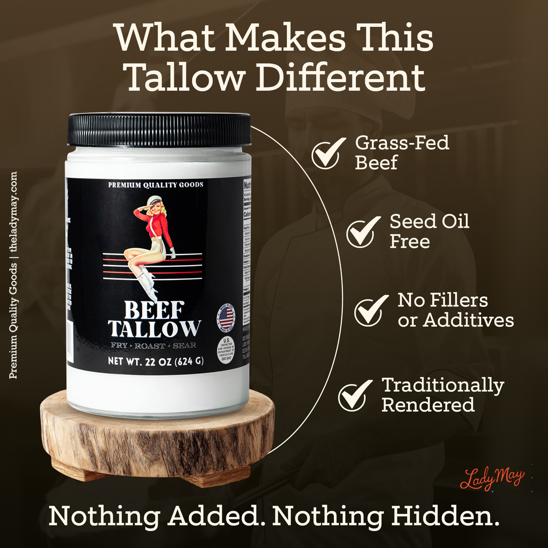 22oz Premium Grass-Fed Beef Tallow | Restaurant-Proven Cooking Fat | Seed Oil-Free